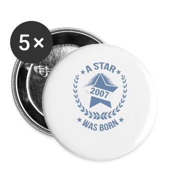 Geburtstag Stern geboren 2007 - Buttons groß 56 mm (5er Pack) - Weiß - Vorne