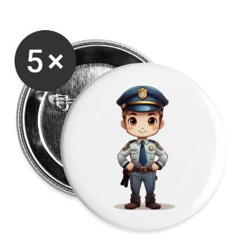 Ein niedlicher Polizist im Cartoon Stil - Buttons groß 56 mm (5er Pack) - Weiß - Vorne