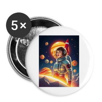Astronaut im All - Buttons groß 56 mm (5er Pack) - Weiß - Vorne