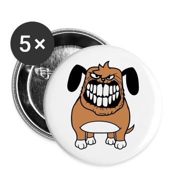 chien monstre méchant dangereux dents sourire sourire - Lot de 5 grands badges (56 mm) - blanc - Devant
