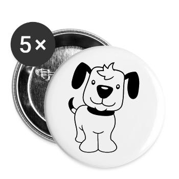 chien se tient mignon petit chiot heureux animal de compagnie - Lot de 5 grands badges (56 mm) - blanc - Devant