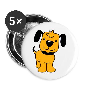 Dog Stands Cute Little Happy Puppy Pet - Buttons large 2.2''/56 mm (5-pack) - white - Front