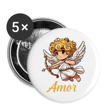 Ange Bande Dessinée Cupidon - Lot de 5 grands badges (56 mm) - blanc - Devant