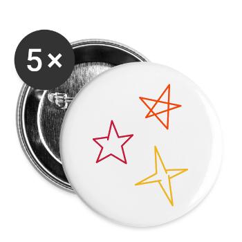 Sterne dreifarbig - Buttons groß 56 mm (5er Pack) - Weiß - Vorne