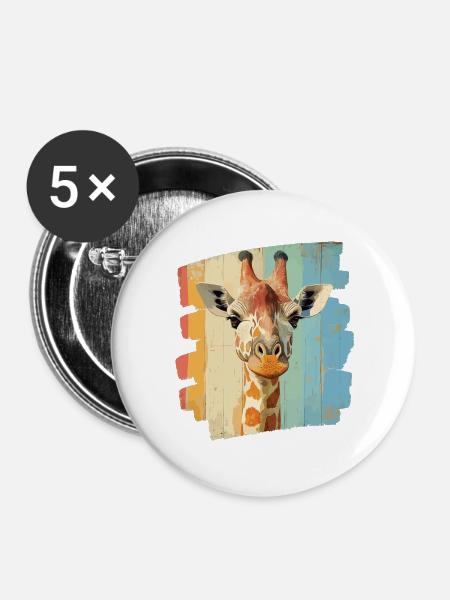 Giraffe - Buttons groß 56 mm (5er Pack) - Weiß