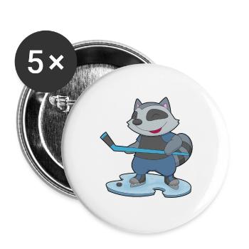 Bâton de hockey sur glace Raccoon - Lot de 5 grands badges (56 mm) - blanc - Devant