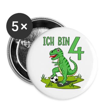 Dinosaur Rex Football 4 Birthday - Buttons large 2.2''/56 mm (5-pack) - white - Front