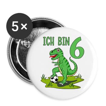 Dinosaur Rex Football 6 Birthday - Buttons large 2.2''/56 mm (5-pack) - white - Front