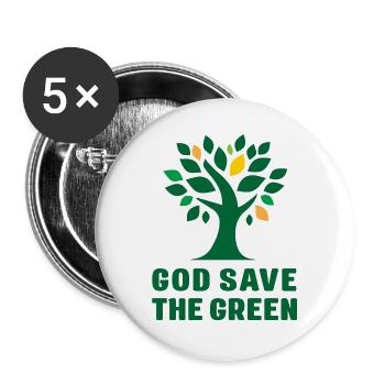 Tag der Erde - Gott schütze das Grün - Buttons groß 56 mm (5er Pack) - Weiß - Vorne