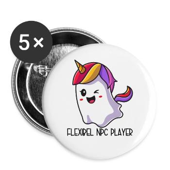 Flexible NPC Player – Colorful Unicorn Ghost - Buttons large 2.2''/56 mm (5-pack) - white - Front