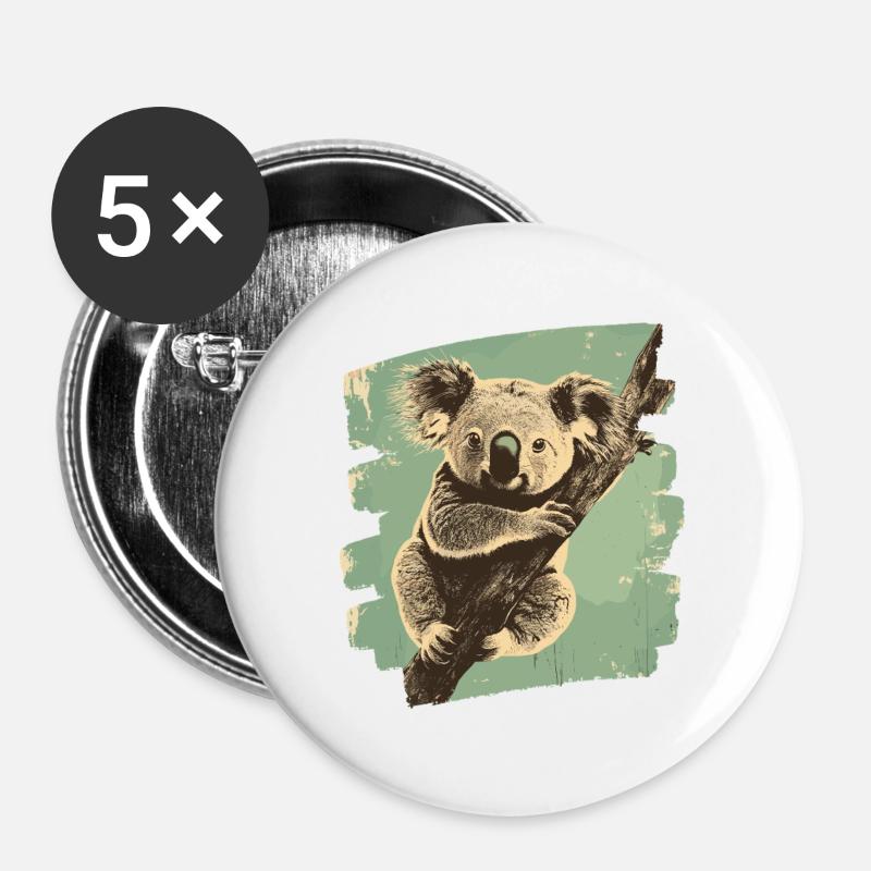 Koala - Buttons groß 56 mm (5er Pack) - Weiß