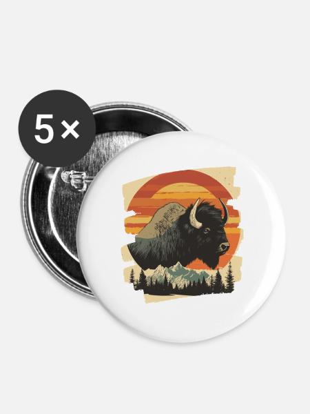 Bison Retro - Buttons groß 56 mm (5er Pack) - Weiß