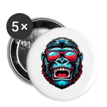Gorillas with sunglasses - Buttons large 2.2''/56 mm (5-pack) - white - Front