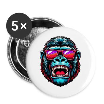 Gorillas with sunglasses - Buttons large 2.2''/56 mm (5-pack) - white - Front