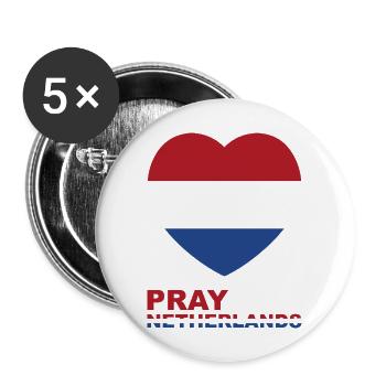 Priez pour les Pays-Bas Met Hart - Lot de 5 grands badges (56 mm) - blanc - Devant