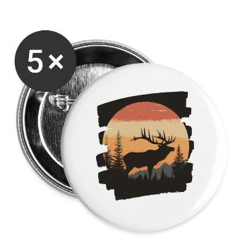 Moose Retro - Buttons large 2.2''/56 mm (5-pack) - white - Front
