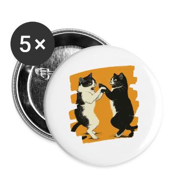 Japanischer Katzen Kampf - Buttons groß 56 mm (5er Pack) - Weiß - Vorne