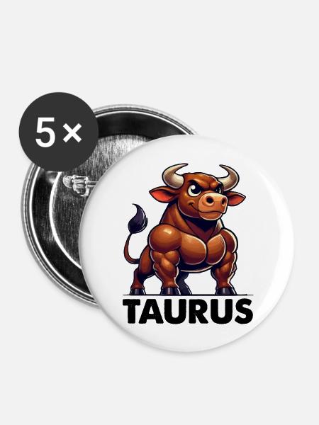 stier comic - Buttons groß 56 mm (5er Pack) - Weiß