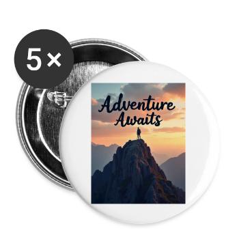 Adventure awaits - Buttons large 2.2''/56 mm (5-pack) - white - Front
