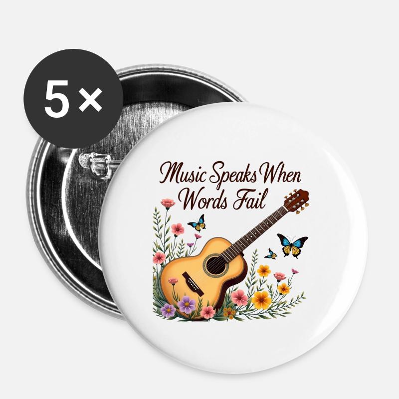 Music speaks when words can't - Buttons large 2.2''/56 mm (5-pack) - white