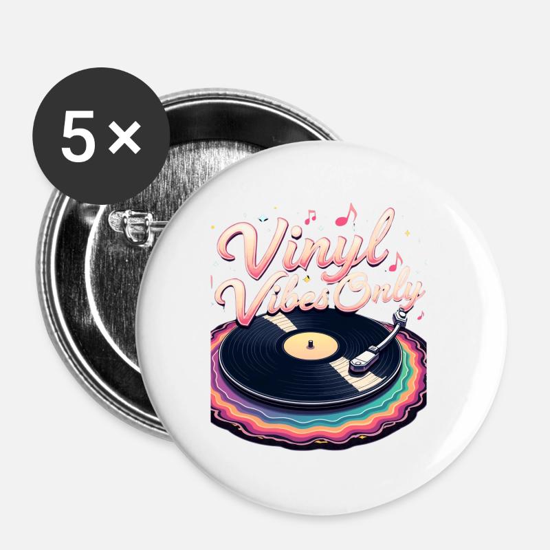 Vinyl vibes only - Buttons large 2.2''/56 mm (5-pack) - white