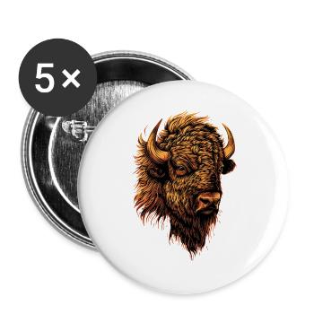 Bison, Bison, Wild Cattle, Buffalo, American Bison - Buttons large 2.2''/56 mm (5-pack) - white - Front