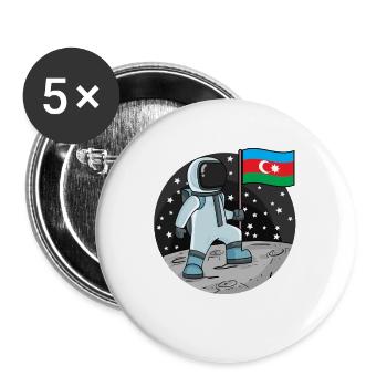 Astronaut Fahne Aserbaidschan - Buttons groß 56 mm (5er Pack) - Weiß - Vorne