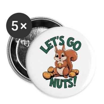 Let's Go Nuts! - Buttons groß 56 mm (5er Pack) - Weiß - Vorne