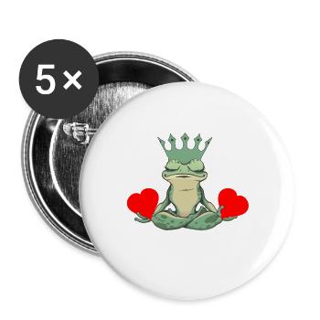 Valentine Frog Frogs Heart Toad King - Buttons large 2.2''/56 mm (5-pack) - white - Front