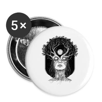 Boho Baum Frau Gaea Abstrakt Grafik Mystisch - Buttons groß 56 mm (5er Pack) - Weiß - Vorne