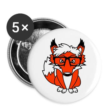 Fox Nerd Horn-rimmed Glasses Geek Smart Intelligent Cool - Buttons large 2.2''/56 mm (5-pack) - white - Front