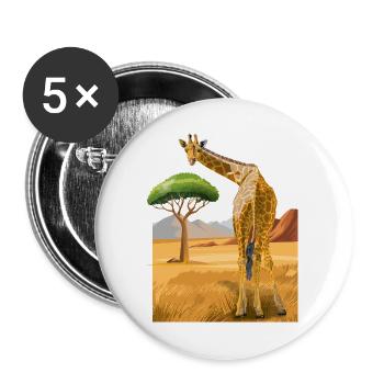 Giraffe looks friendly - Buttons large 2.2''/56 mm (5-pack) - white - Front