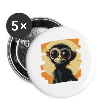 Affe - Buttons groß 56 mm (5er Pack) - Weiß - Vorne