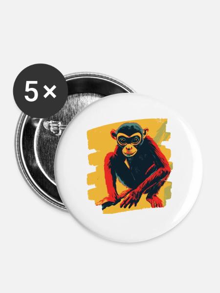 Spinnenaffe - Buttons groß 56 mm (5er Pack) - Weiß
