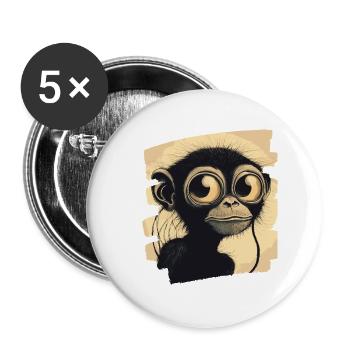 Affe - Buttons groß 56 mm (5er Pack) - Weiß - Vorne