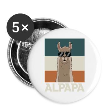Papa Alpaka Dad Lustig Lama Vatertagsgeschenk - Buttons groß 56 mm (5er Pack) - Weiß - Vorne