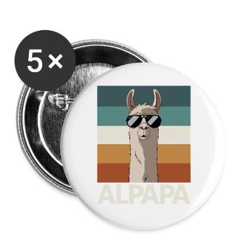 Papa Alpaga Papa Drôle Lama Cadeau de Fête des Pères - Lot de 5 grands badges (56 mm) - blanc - Devant