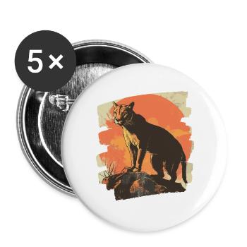 Lion de montagne Rétro - Lot de 5 grands badges (56 mm) - blanc - Devant