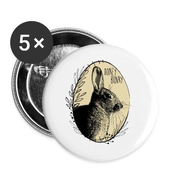 Honey Bunny – Vintage Bunny Illustration - Buttons large 2.2''/56 mm (5-pack) - white - Front