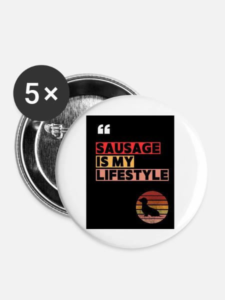 Sausage Dog - Buttons groß 56 mm (5er Pack) - Weiß