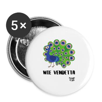 Pfau wie Vendetta - Buttons groß 56 mm (5er Pack) - Weiß - Vorne