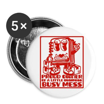 Busy Mess - Motivation et business mindset - Lot de 5 grands badges (56 mm) - blanc - Devant