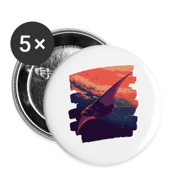 Raies Manta Rétro - Lot de 5 grands badges (56 mm) - blanc - Devant