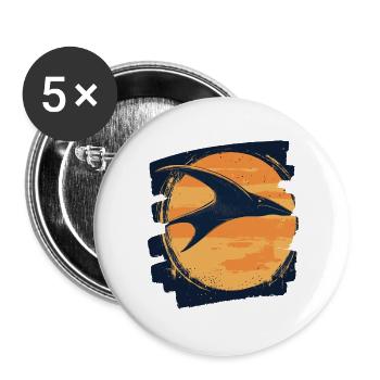 Raies Manta Rétro - Lot de 5 grands badges (56 mm) - blanc - Devant