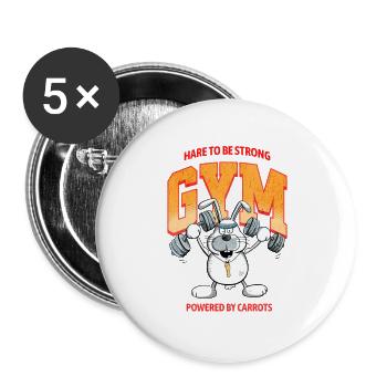 Hare To be Strong Strength Training Bunny Saying - Buttons large 2.2''/56 mm (5-pack) - white - Front