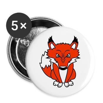 Renard, Mauvais œil, Dangereux, Renard roux, Animal sauvage - Lot de 5 grands badges (56 mm) - blanc - Devant