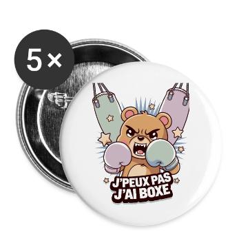 J' peux pas j'ai boxe - Lot de 5 grands badges (56 mm) - blanc - Devant