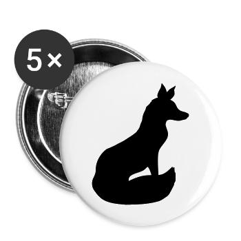 Fox Red Fox Wild Animal Silhouette Outline Cool - Buttons large 2.2''/56 mm (5-pack) - white - Front