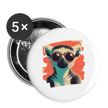 Lémurien - Lot de 5 grands badges (56 mm) - blanc - Devant