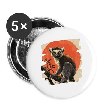 Lémurien - Lot de 5 grands badges (56 mm) - blanc - Devant